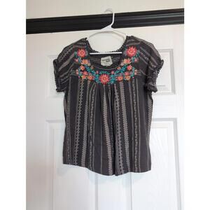Large boho embroidered top